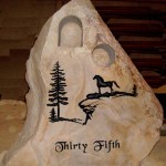 Mailbox and Newspaper holder in solid Rock Boulder